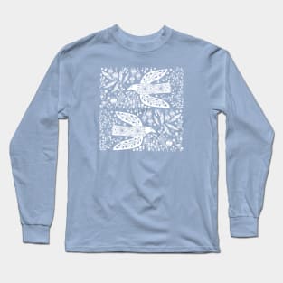 Doves and Flowers White Long Sleeve T-Shirt